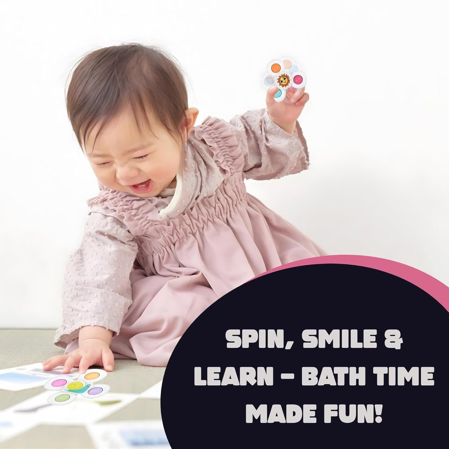 White Baby Spinner Toy Set – Sensory Suction Spin Toys (3 Pc Set)