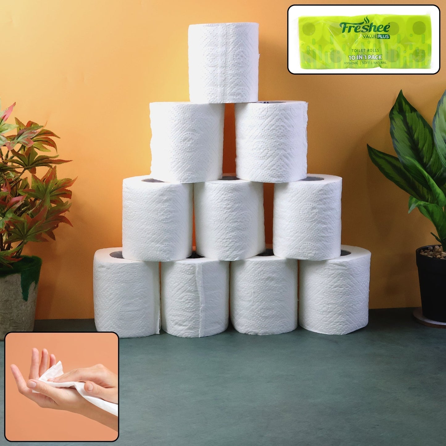 Toilet Tissue Rolls – Soft Embossed Bathroom Tissue, 220 Sheets × 10 Rolls