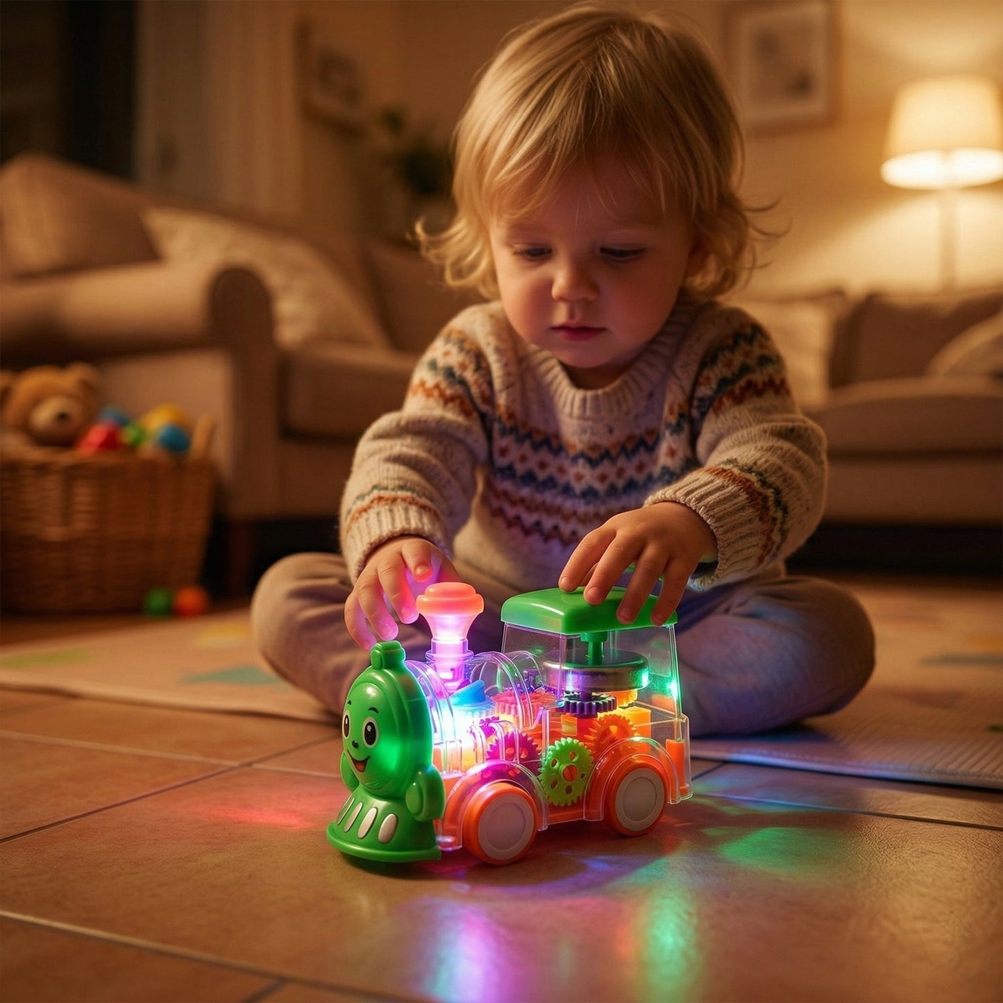 Kids Musical Light-Up Transparent Train Toy (1 Pc)