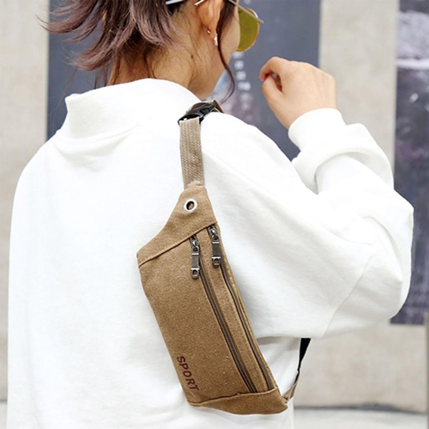 Multipurpose Canvas Waist Pouch Sling Bag (1 Pc)