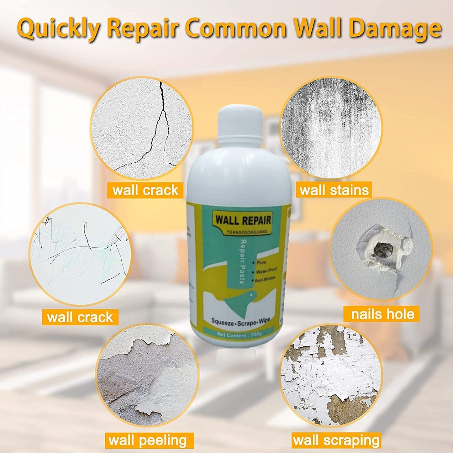 Wall Crack Repair Cream with Scraper - (Set)
