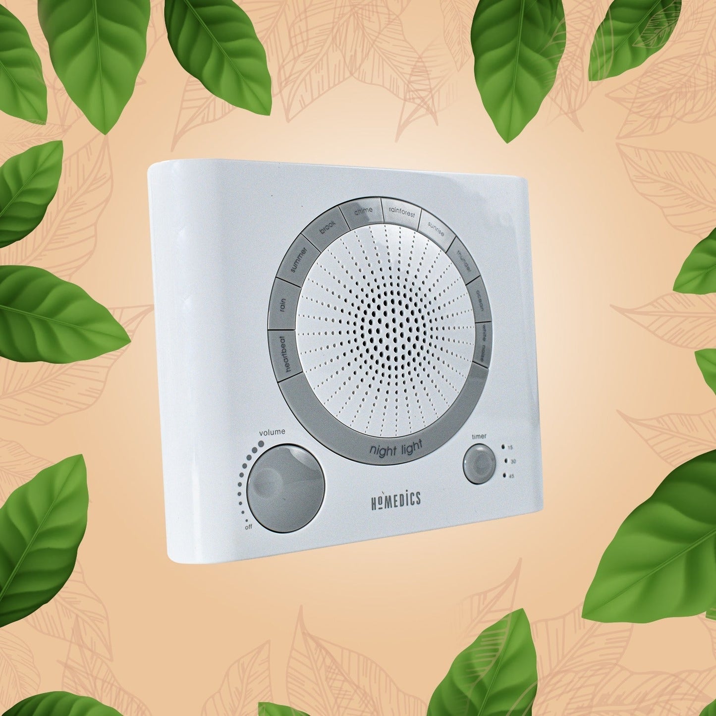 Sleep Therapy Sound Machine with 8 Soothing Sounds (Battery, Timer Option)