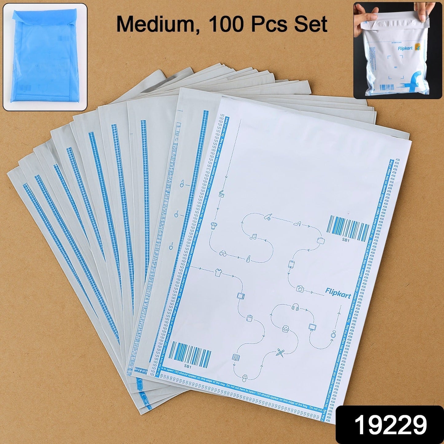 Flipkart Branded Security Courier Bags Medium Size, 100 Pcs Set