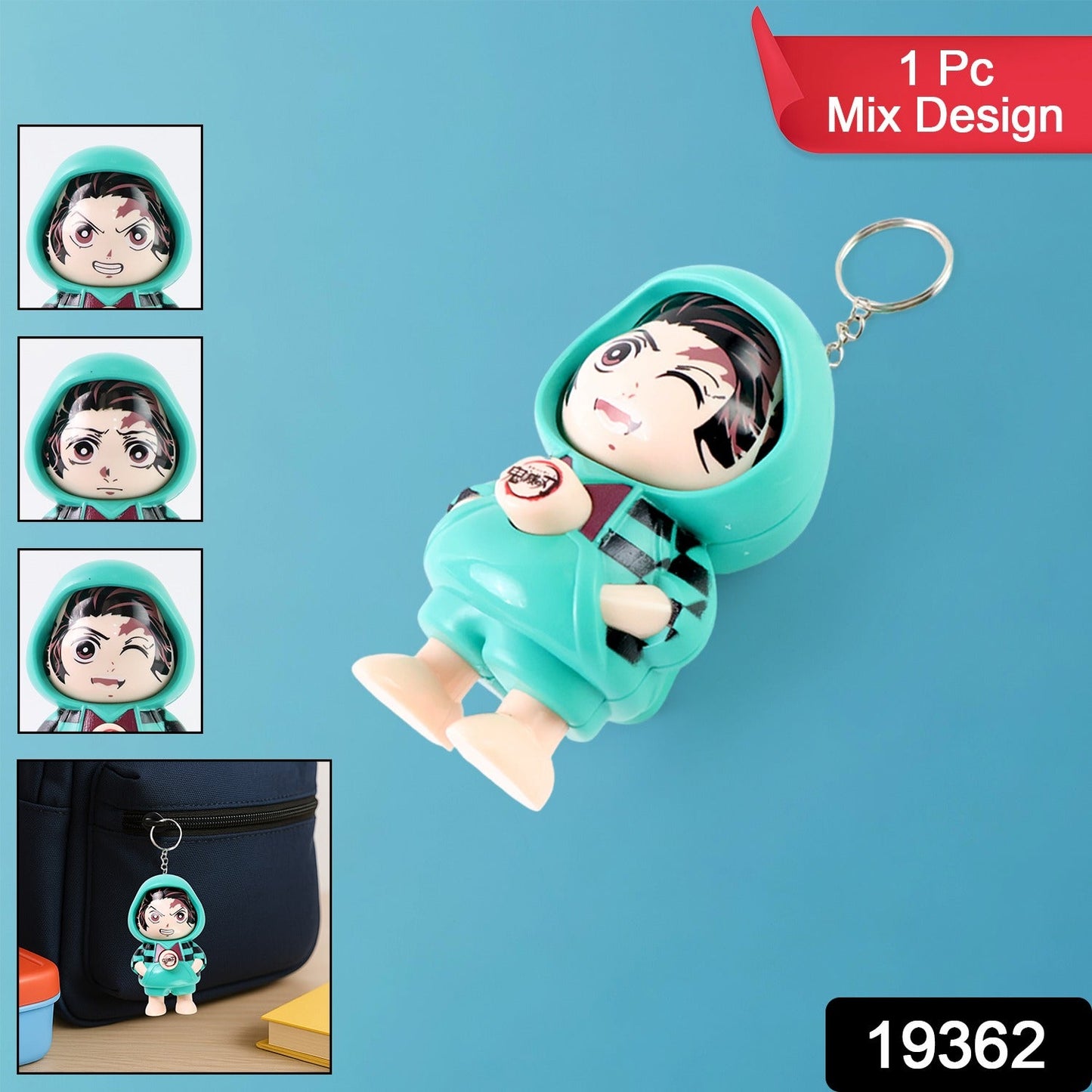 Cartoon Character Design Cute Action Figure Keychain (Mix Design & 1 Pc)