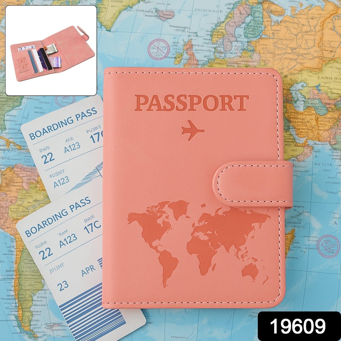 Premium World Map Design Travel Passport Holder & Wallet (15x11cm / 1 Pc)