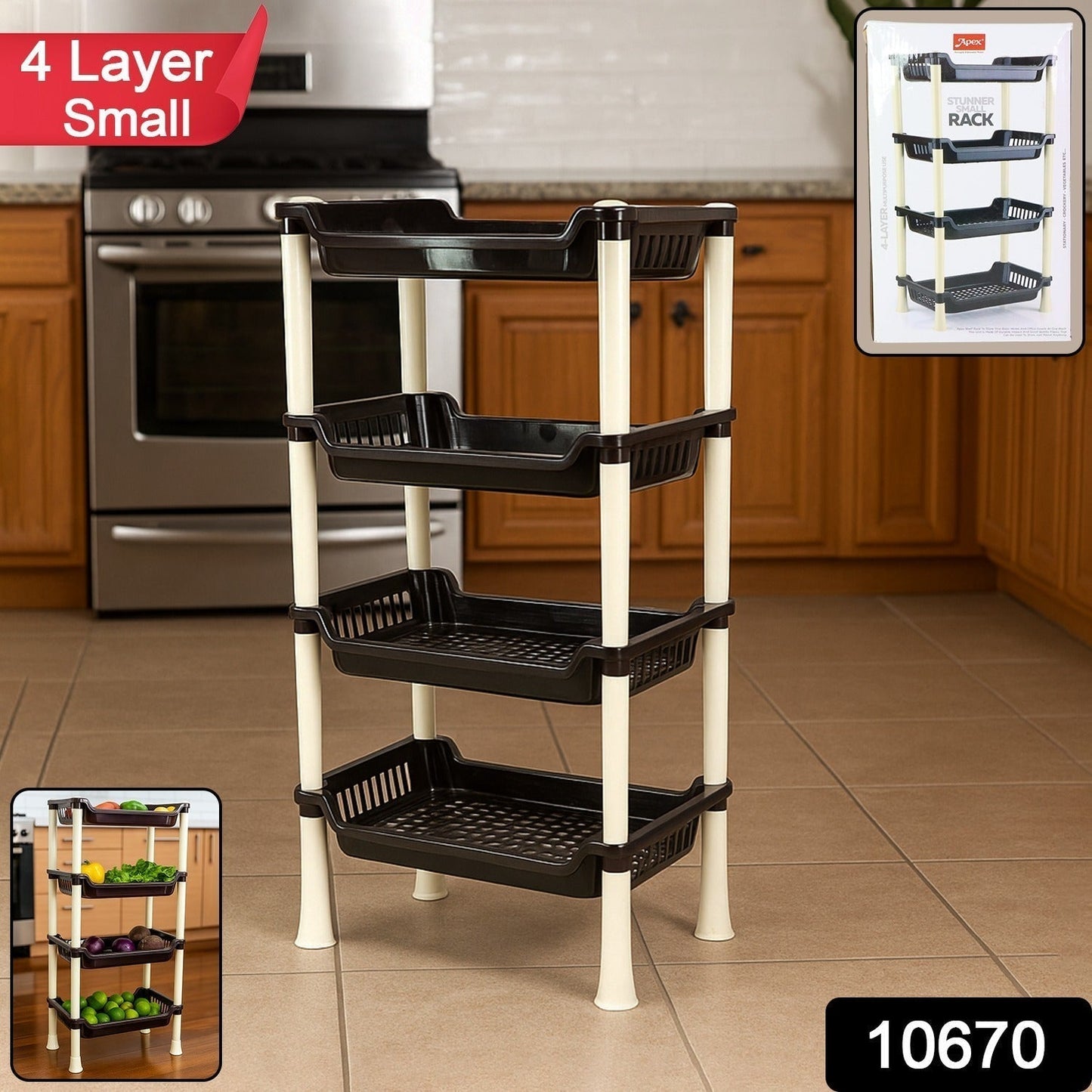 Apex 4-Layer Small Multipurpose Plastic Storage Rack
