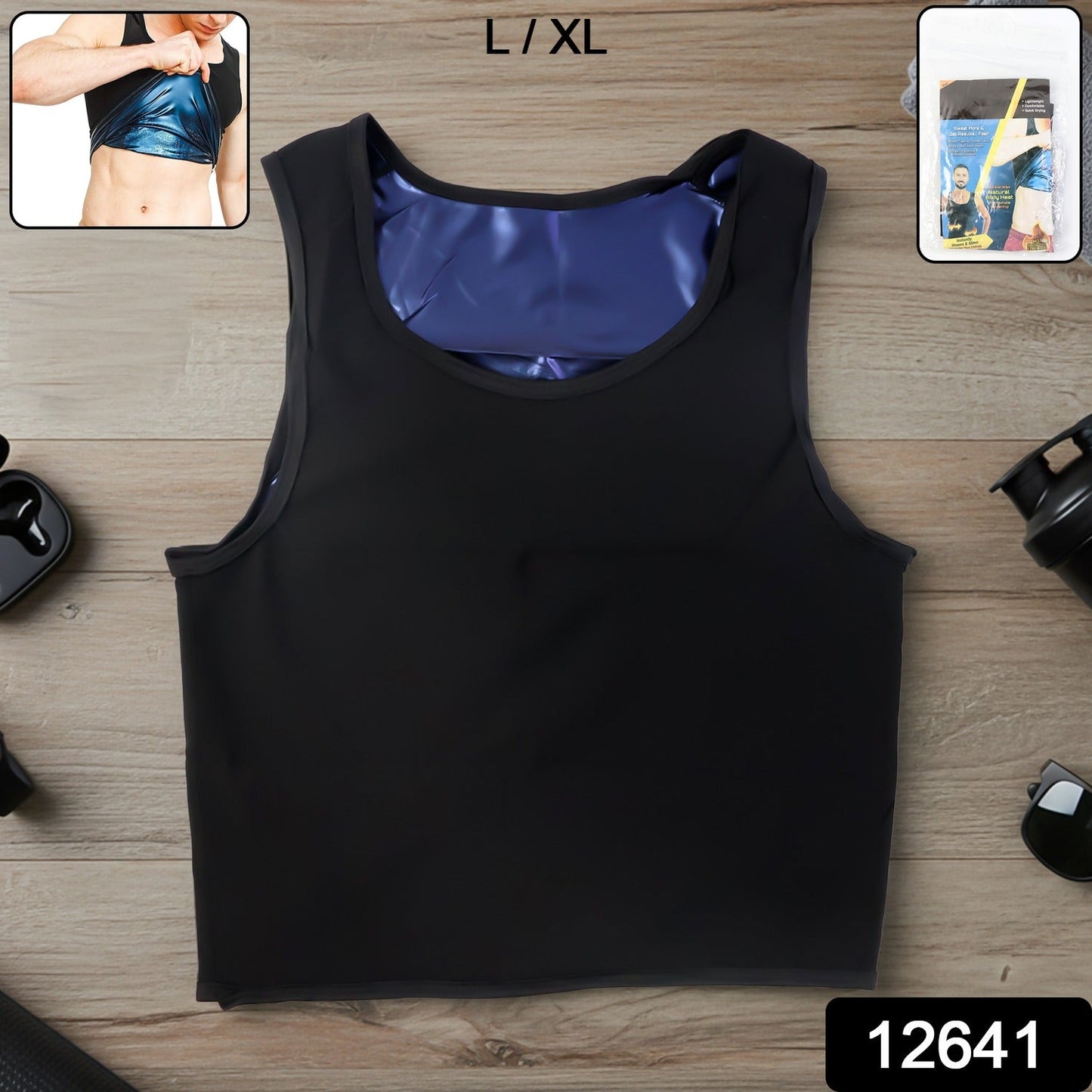 Men’s Slim Fit Sweat Shaper Tank Top (L/XL, 1 Pc)