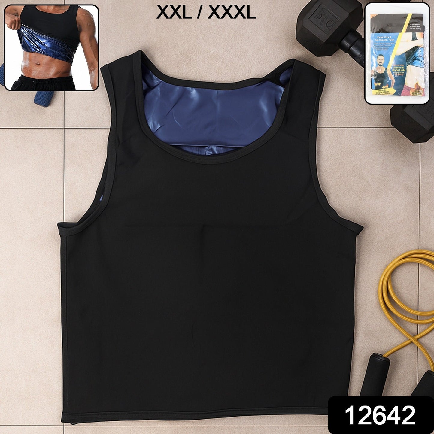 Men’s Slim Fit Sweat Shaper Tank Top (XXL/XXXL, 1 Pc)
