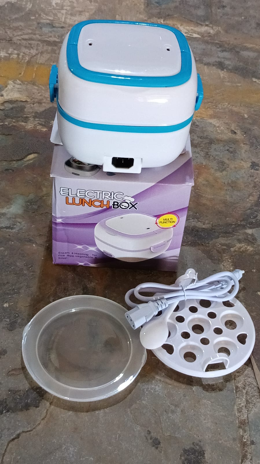 Electric Lunch Box Portable Food Warmer Food Heating Lunch Box Removable Food-Grade Stainless Steel Compartments, 220V 200W, for Car, Truck, office