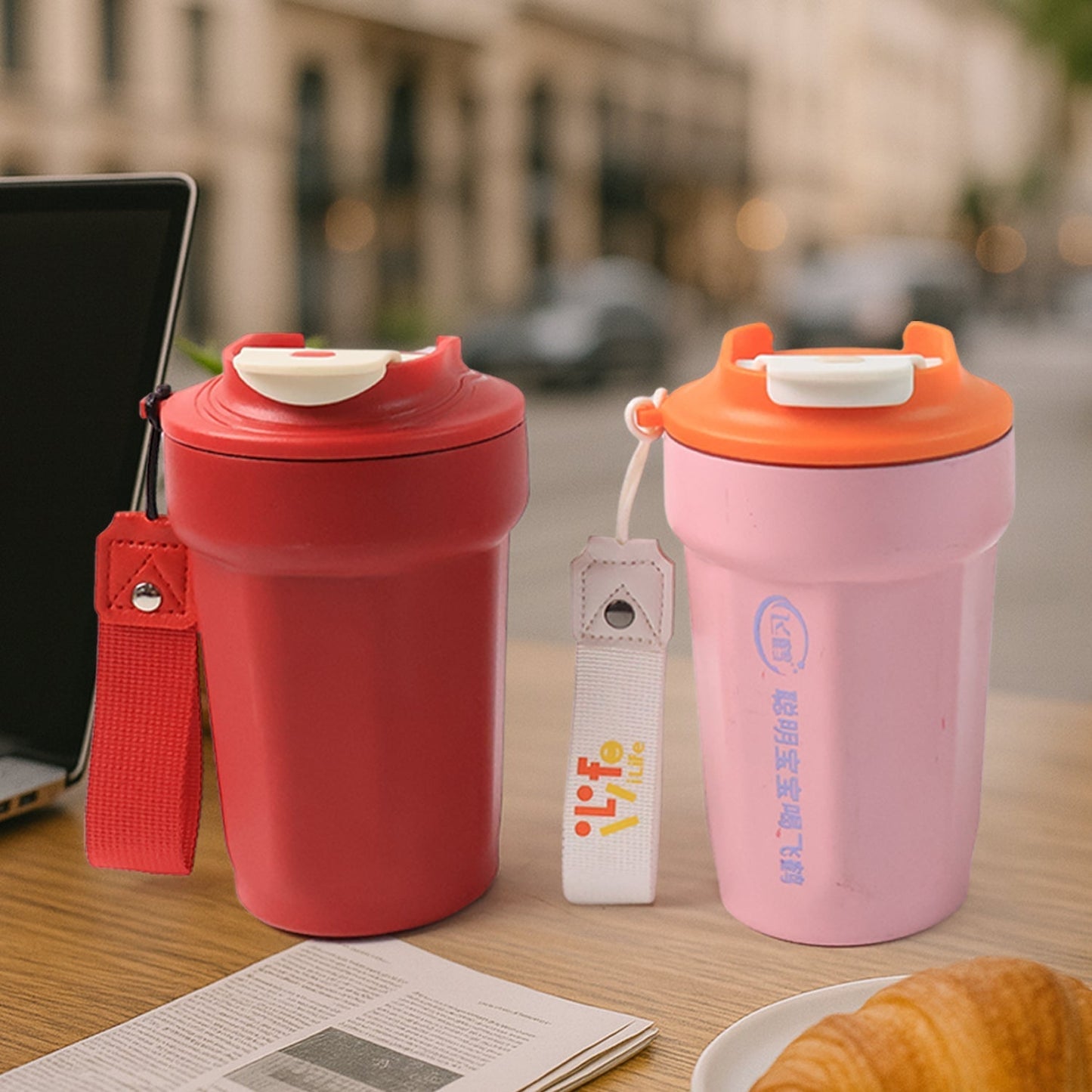 Stainless Steel Coffee Travel bottle with Lid 450 ML Approx, Tumbler (1 Pc)