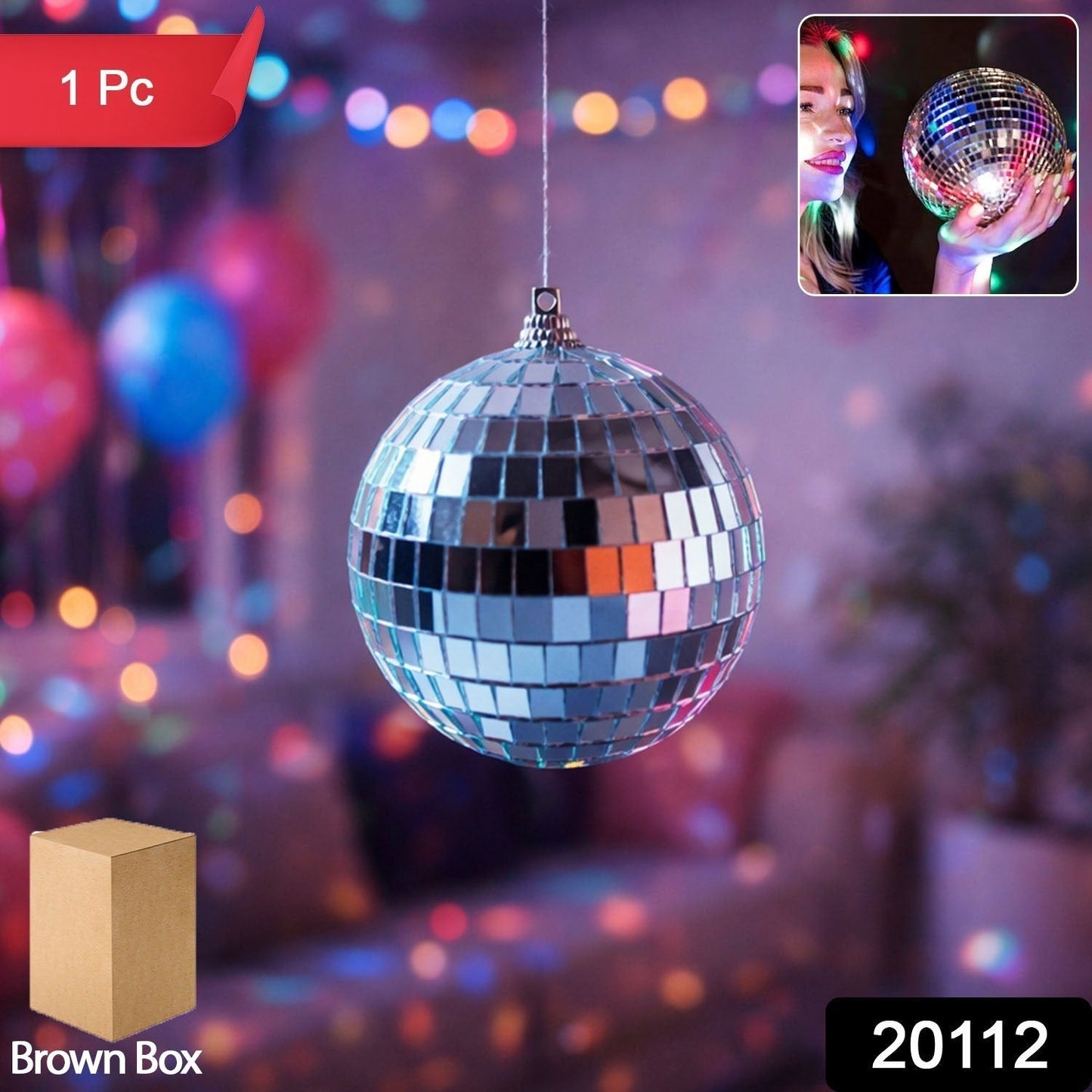 Mirror Disco Ball Hanging Decoration Ball for Party (1 Pc)