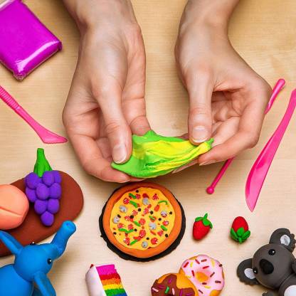 Non-Toxic Creative 30 Dough Clay 5 Different Colors, (Pack of 6 Pcs)