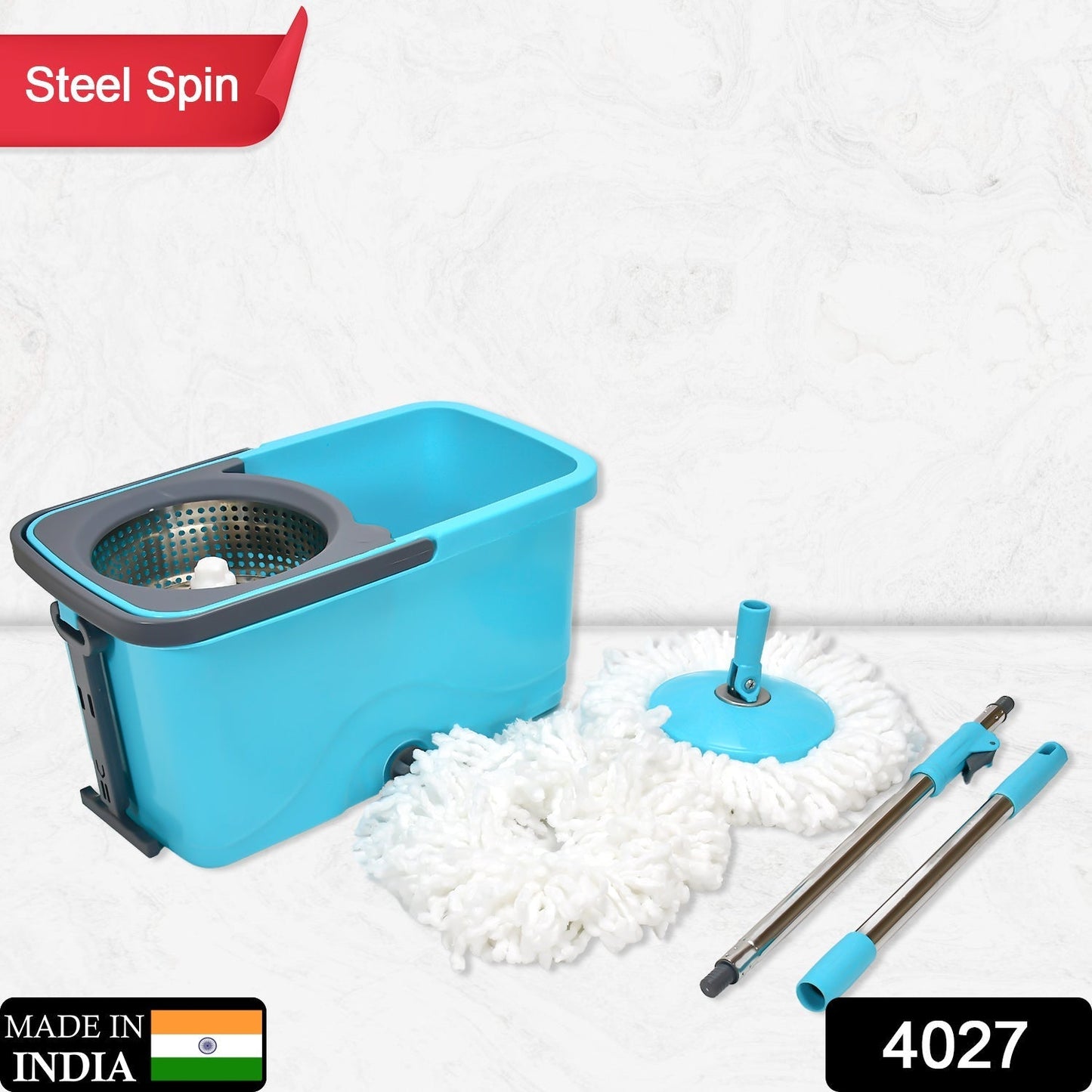 Quick Spin Mop – Plastic Floor Cleaner with Big Bucket & Easy Wheels