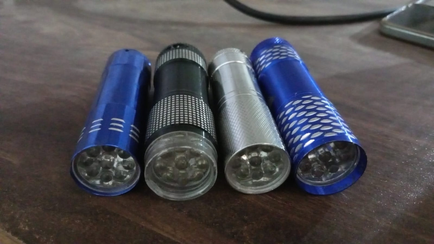 Portable Mini Torch – 9 LED Pocket Flashlight, 3 Battery Operated (Battery Not Included, Mix Color)