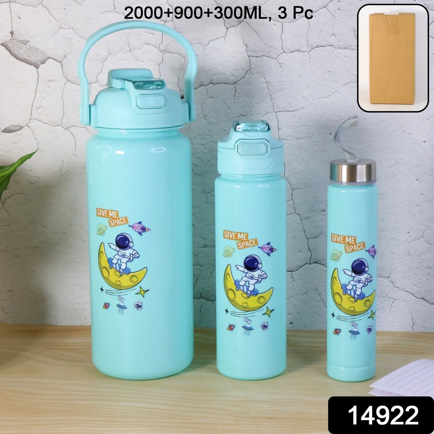 Premium Water Bottles 2000ml + 900ml + 300ml - (Set)