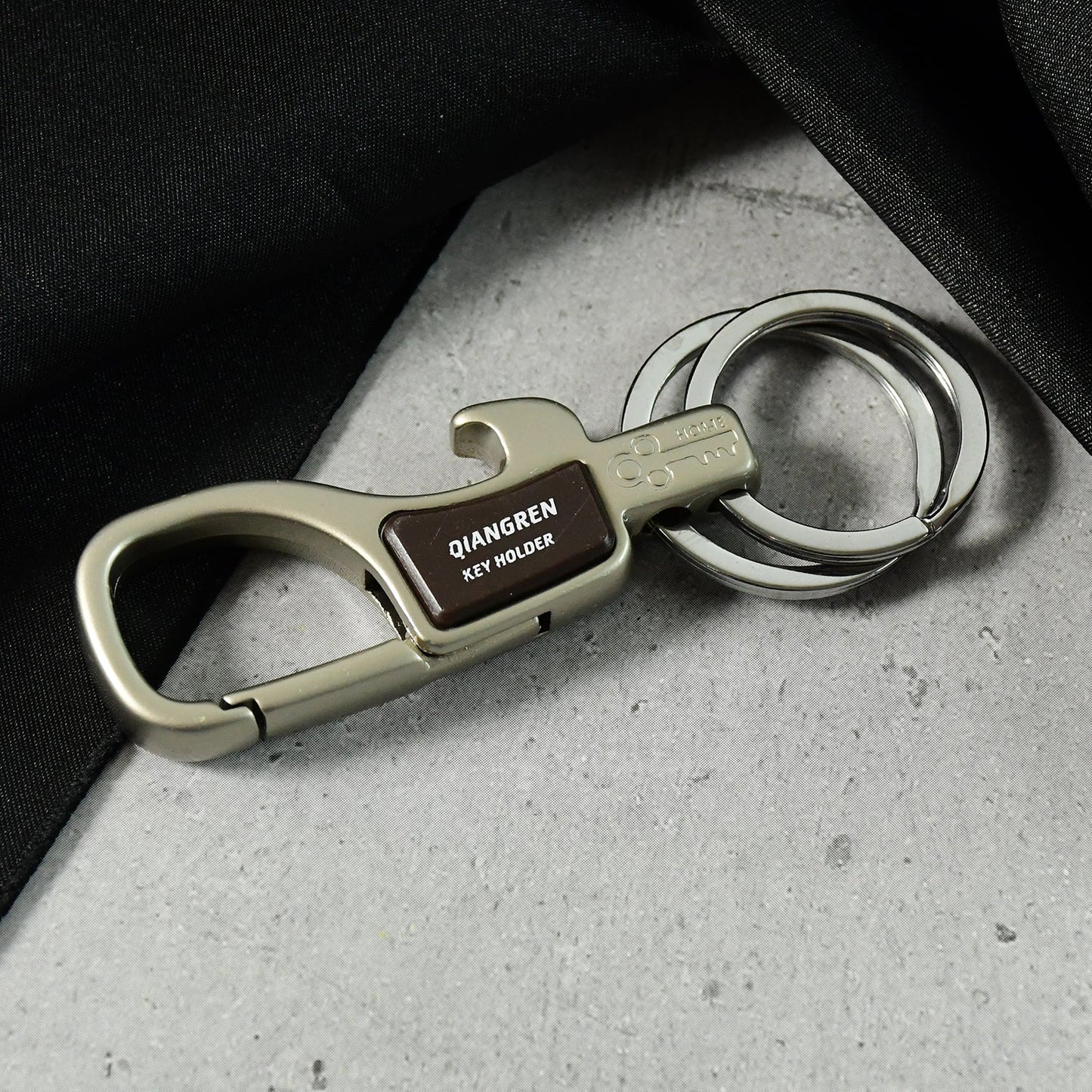 Premium Metal Keychain Carabiner Clip Hook with Dual Key Rings (1 Pc)