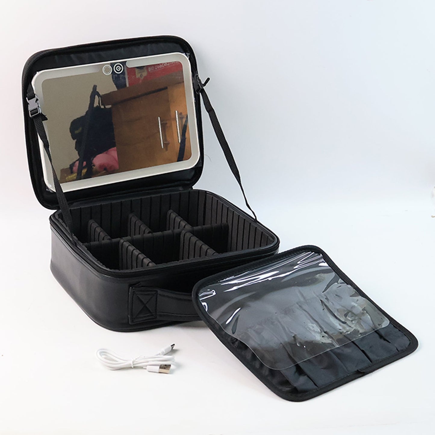Black Premium LED Light Makeup Organizer Box (1 Pc)