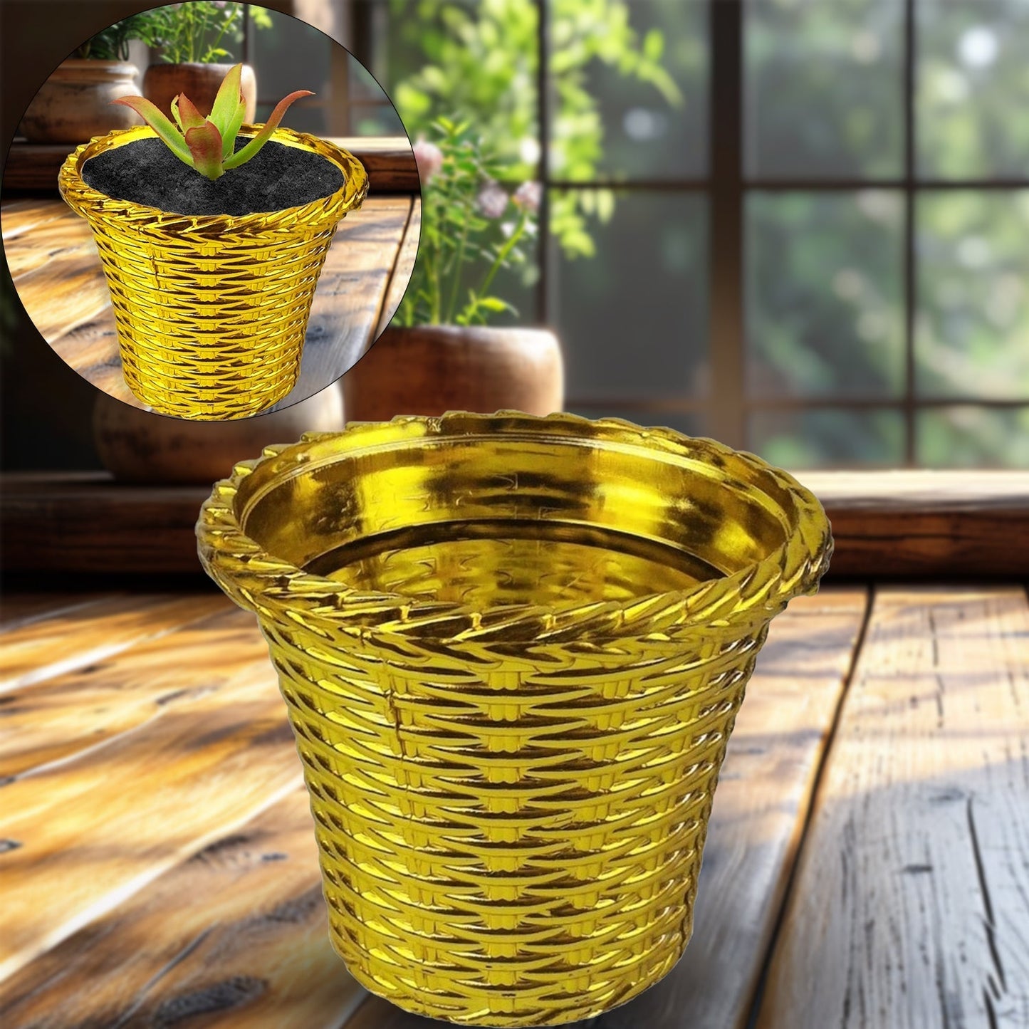 Plastic Flower Valencia (Pot) Home and Outdoor (1 Pc)