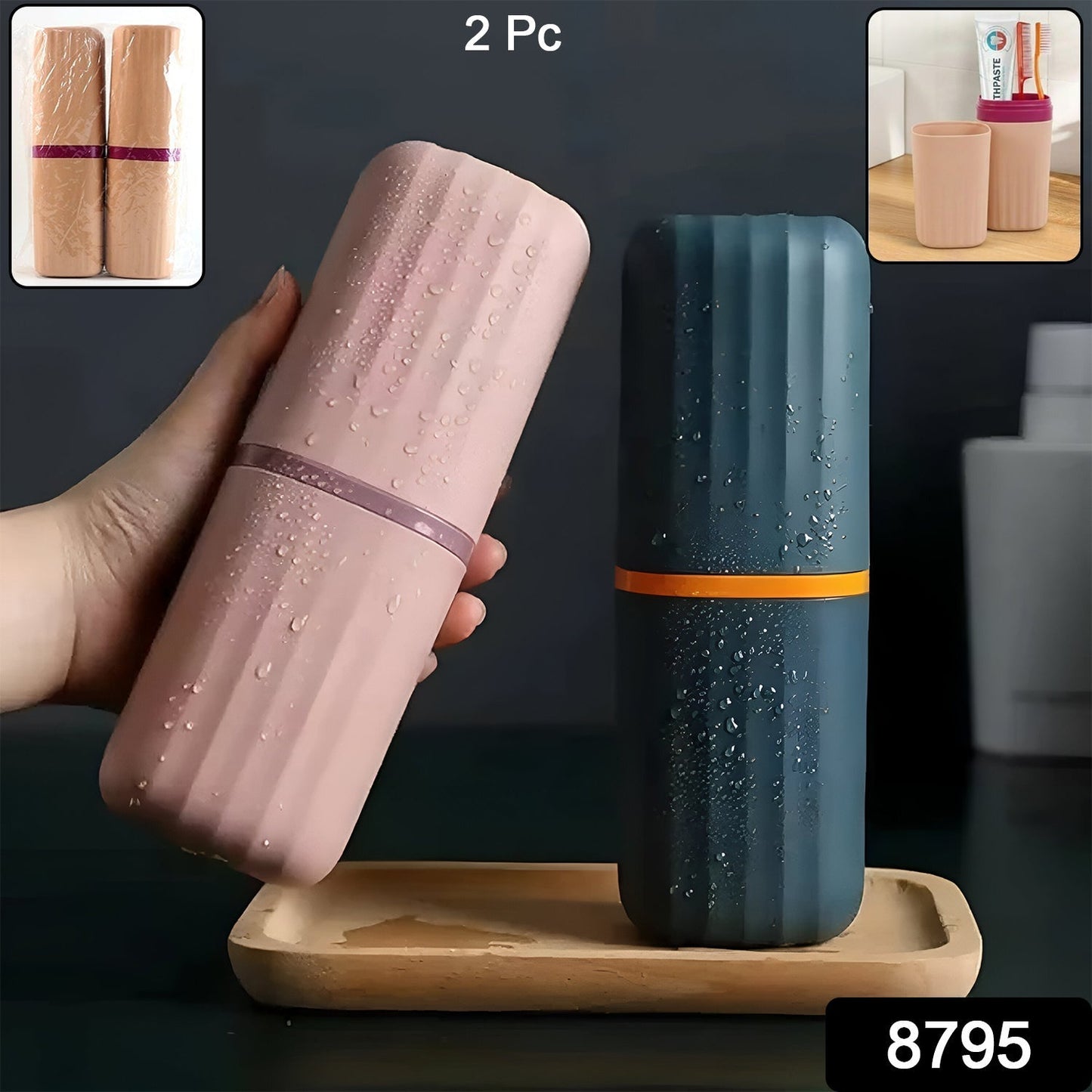 Plastic Hygienic Toothbrush Travel Portable Case (2 Pc)