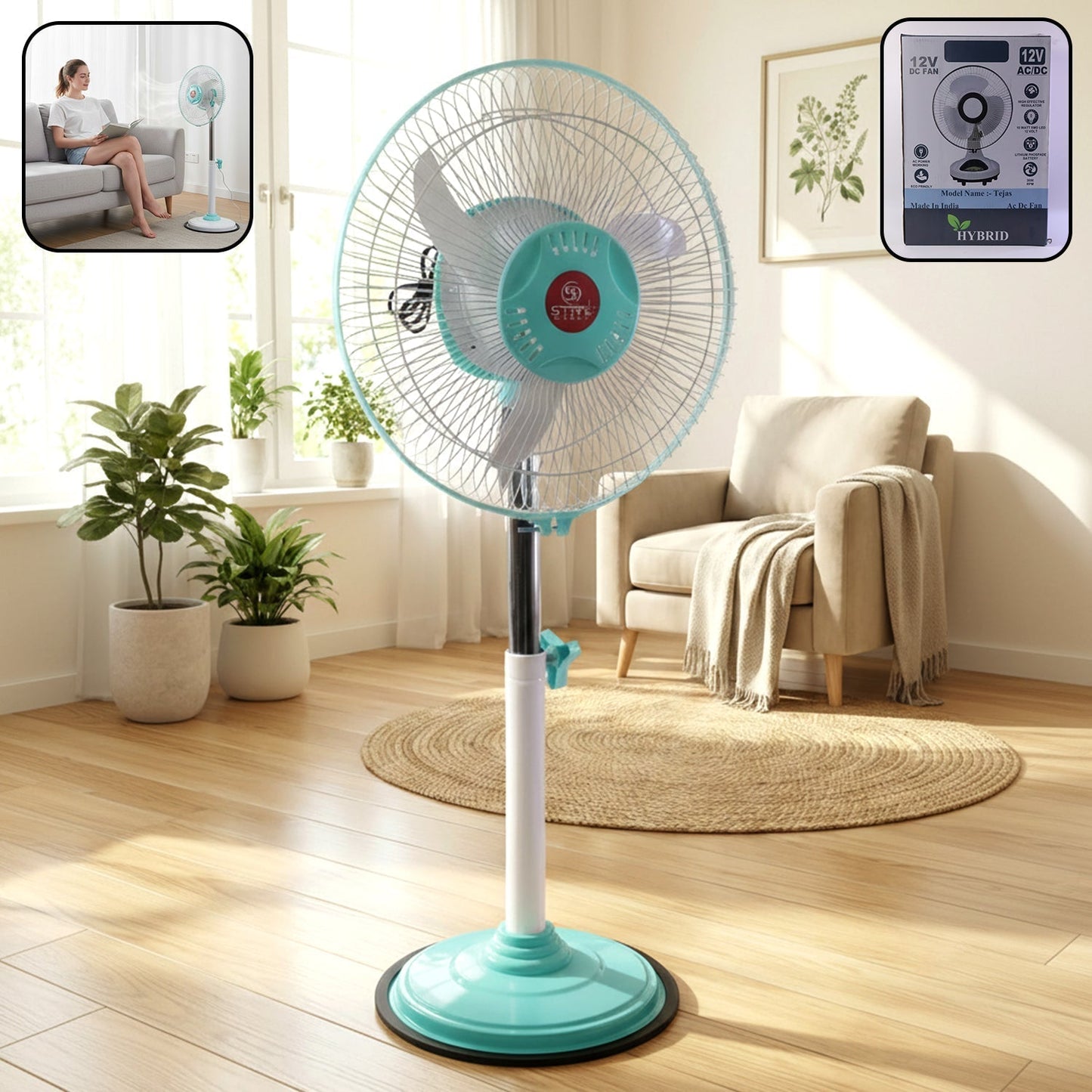 12V DC Hybrid Pedestal Table Fan