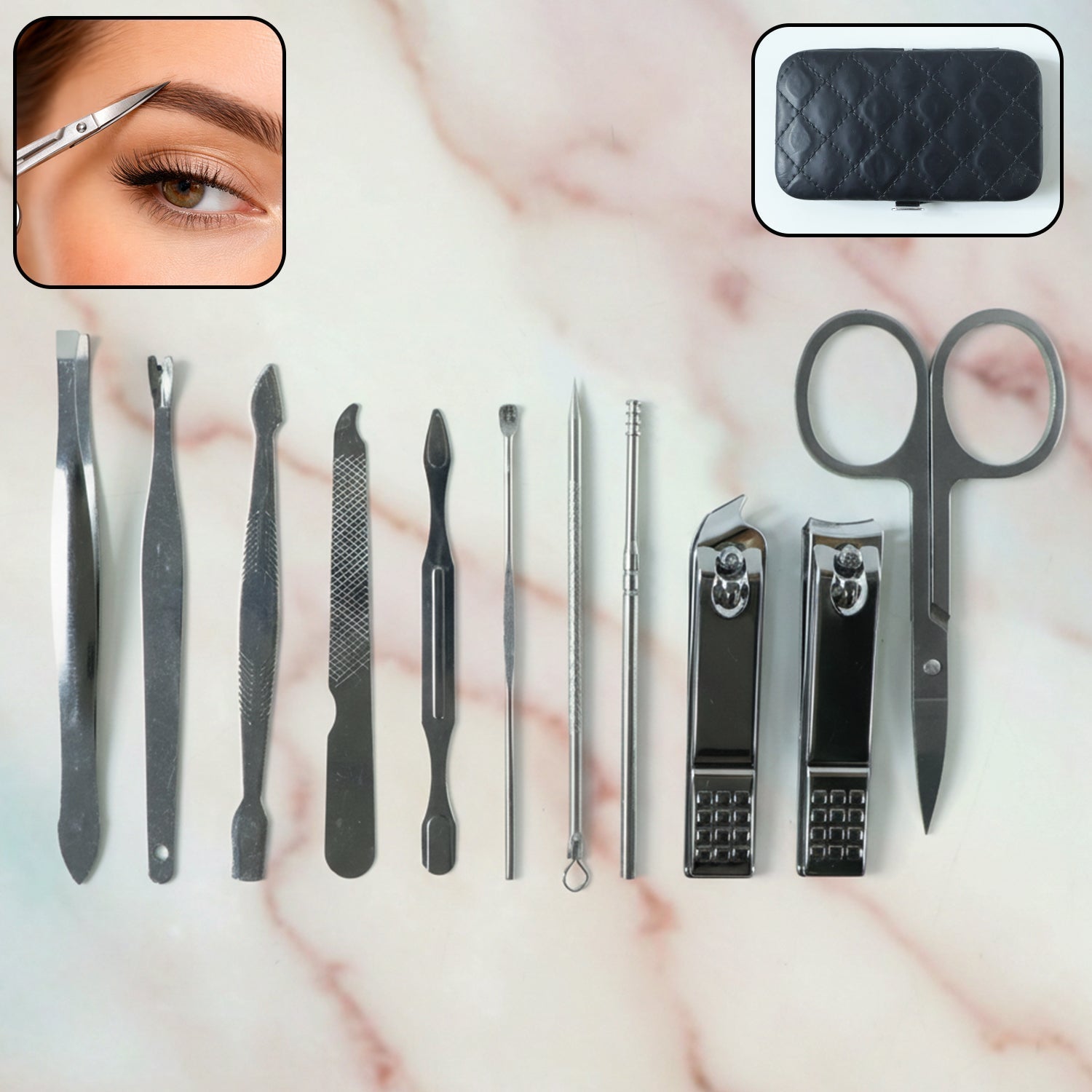 11 in 1 Stainless Steel Personal Grooming Manicure Pedicure Care Kit