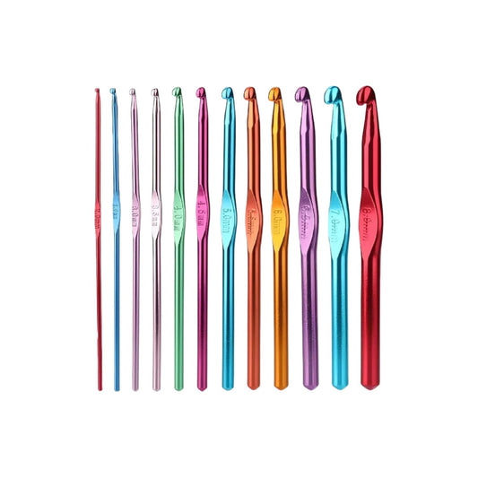 Aluminium Multicolor Knitting Needles, Crochet Kit (12 Pcs Set)