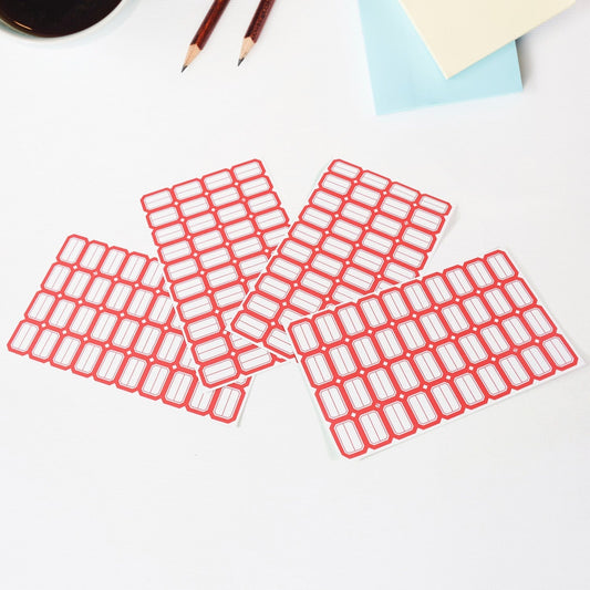 Multipurpose Blank Label Sticker Sheets Red Border Self-Adhesive Writable Stickers for Bottles (50 Sheet)
