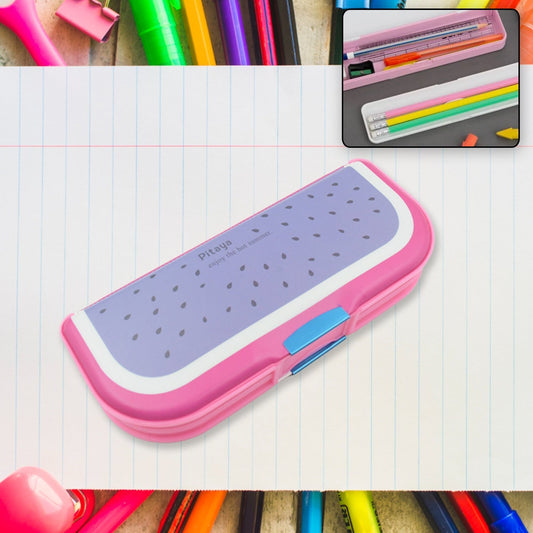 Multipurpose Cartoon Pencil Box – 2-Compartment Compass Box for Kids (Mix Color 1 Pc)
