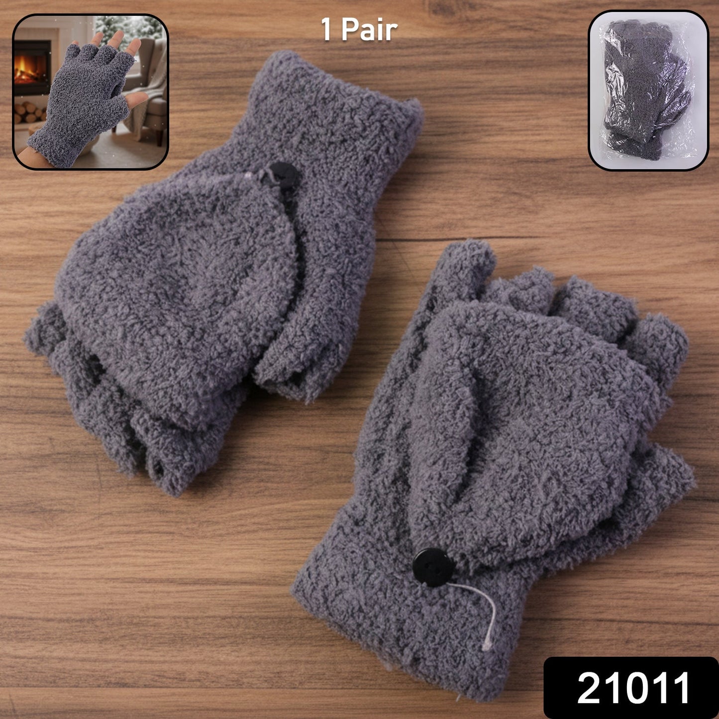 Winter Fingerless Gloves â€“ Soft Warm Hand Gloves for Men & Women  (1 Pair)