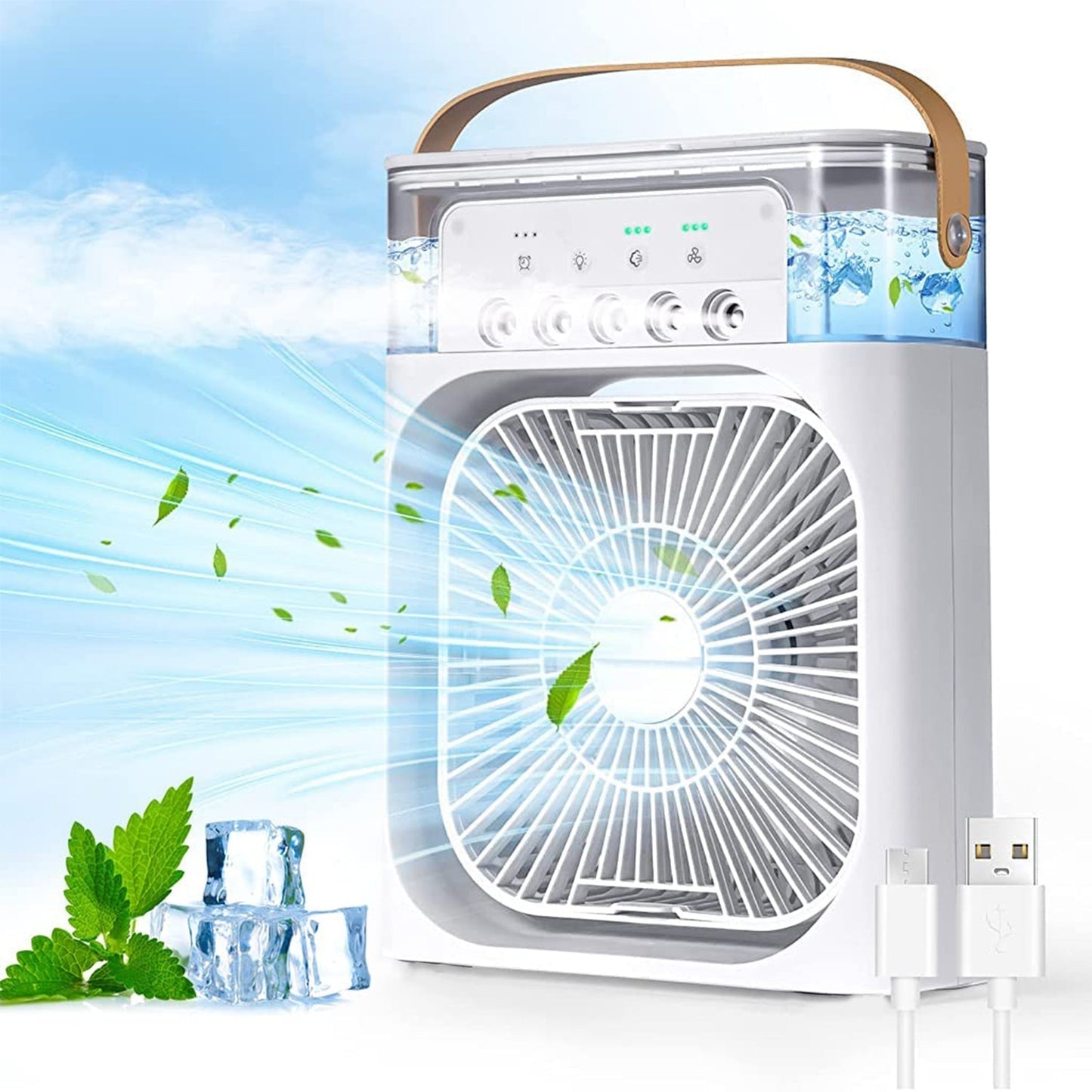 Portable Air Cooler Fan with 7-Color Light â€“ Personal AC Fan