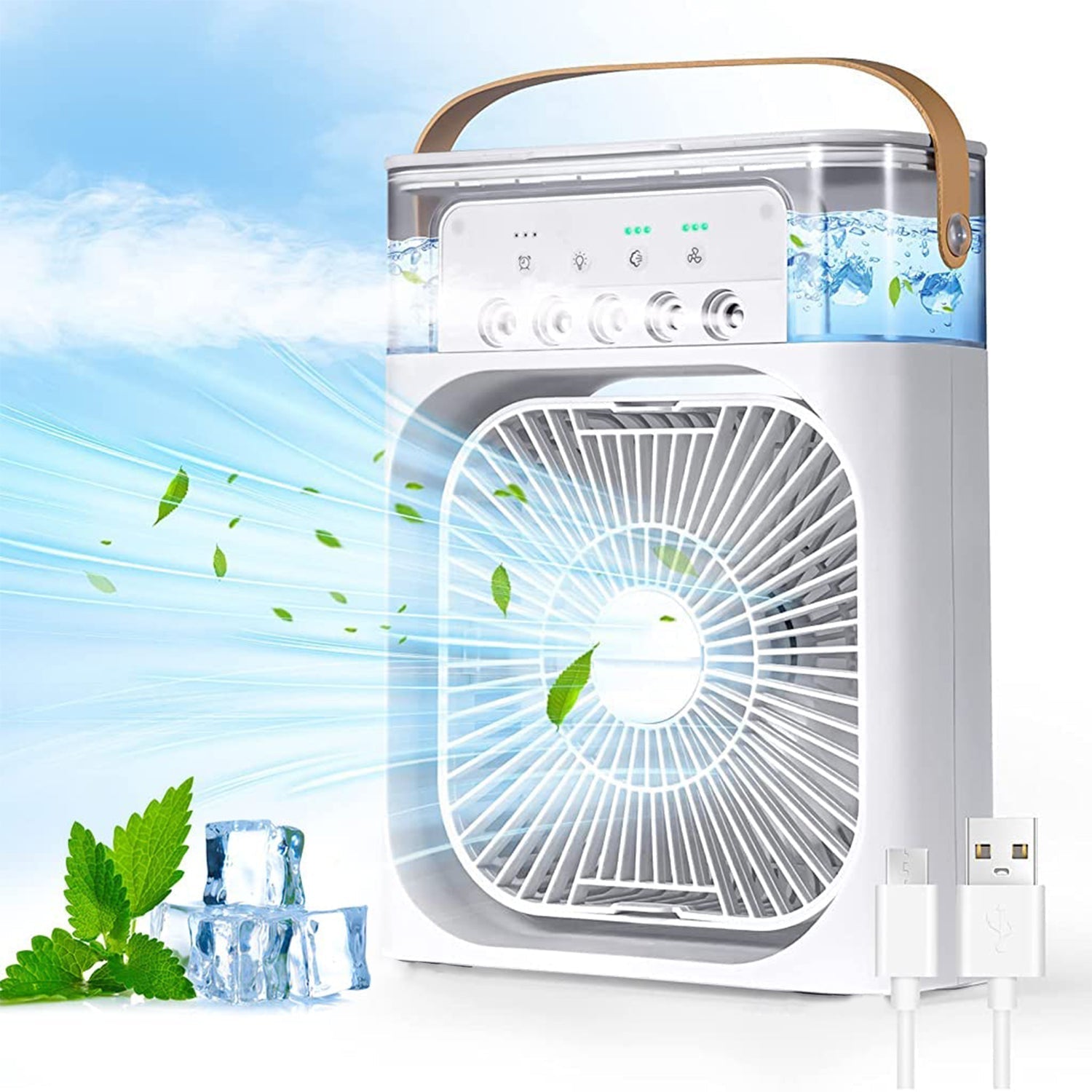 Portable Air Cooler Fan with 7-Color Light â€“ Personal AC Fan
