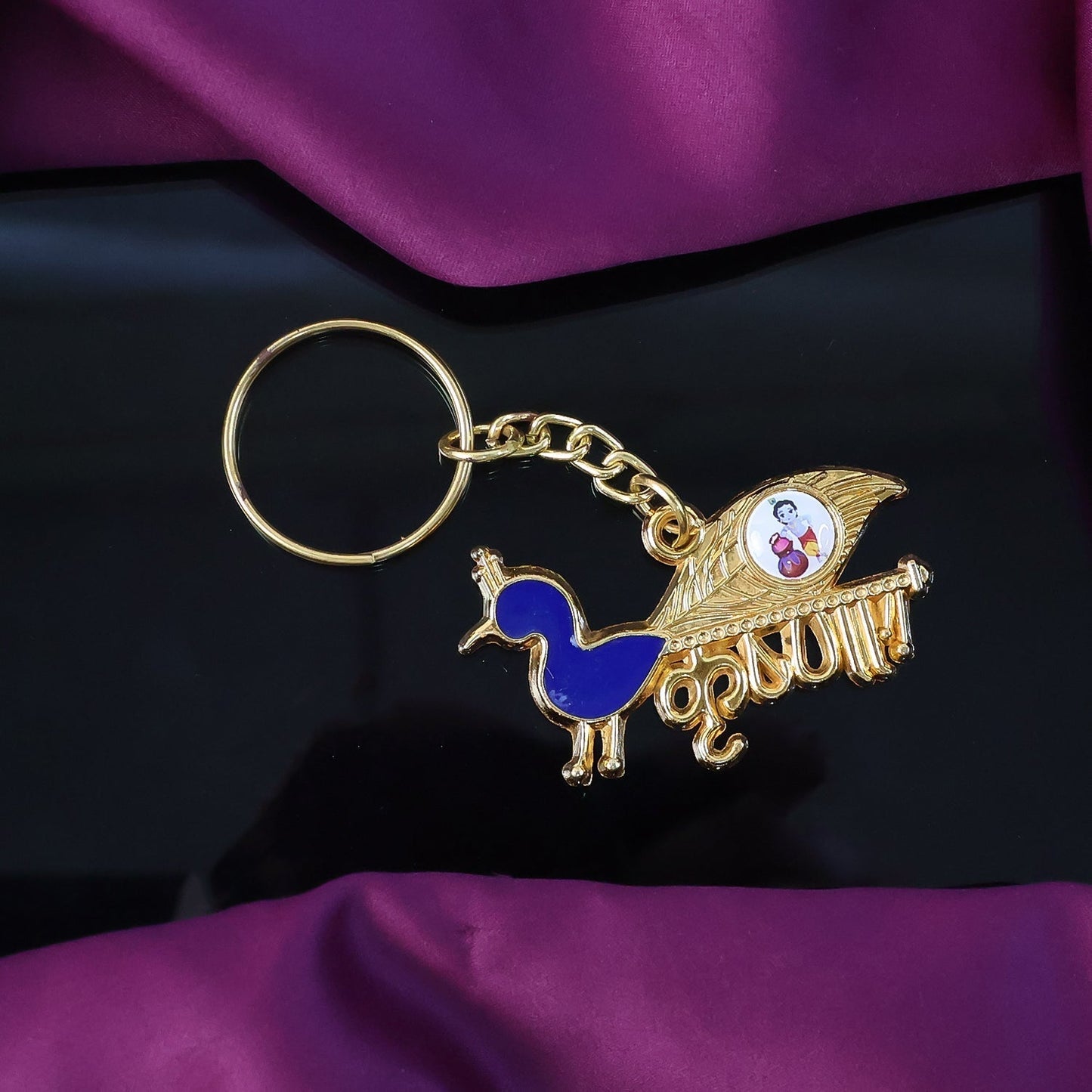 Premium Krishna-Themed Decorative Metal Keychain