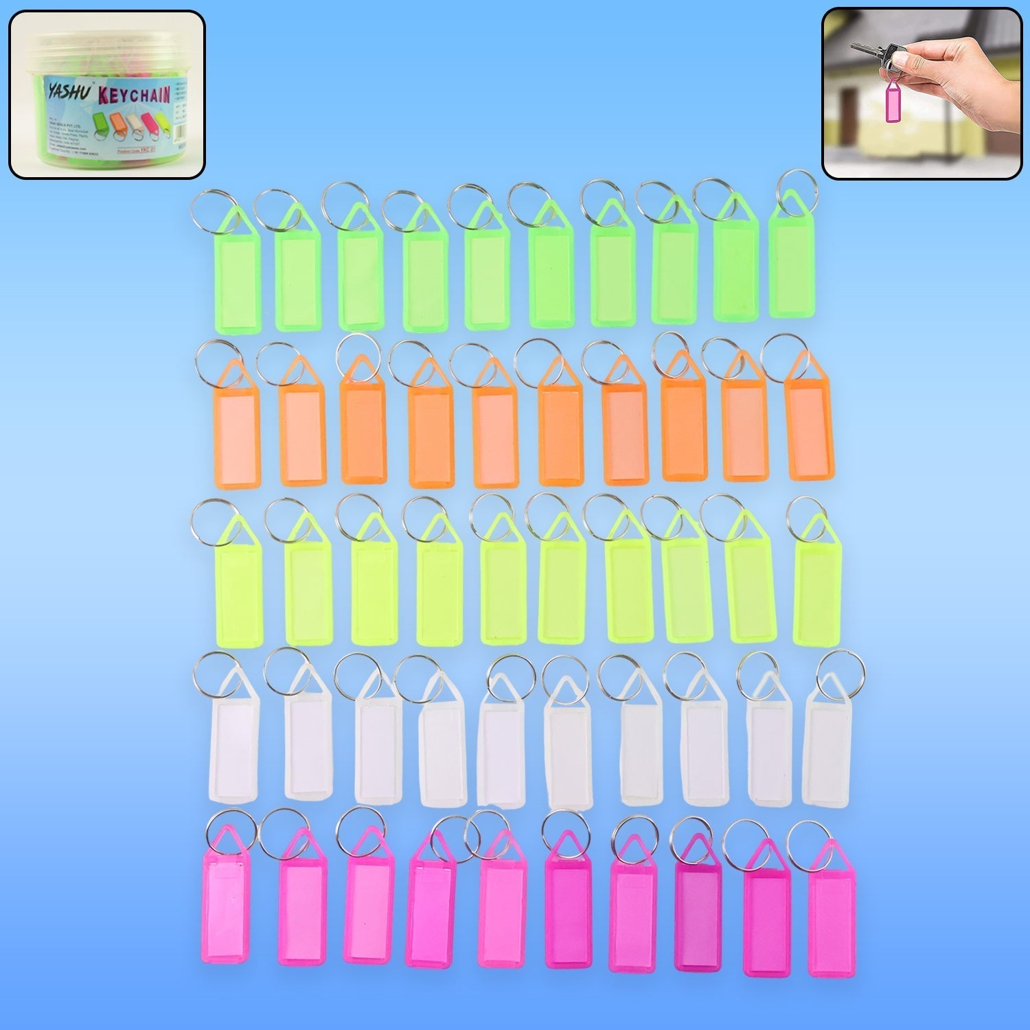 Yashu Multicolor Keychain Label Tags For Office, Home, Storage Use (50 Pcs Set)