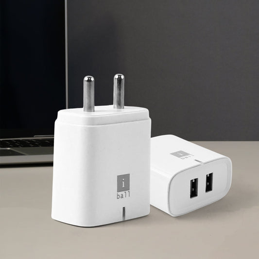 iBall Dual USB Wall Charger 5V/3.1A â€“ High-Speed Dual Port Fast Charging Adapte (1 Pc)