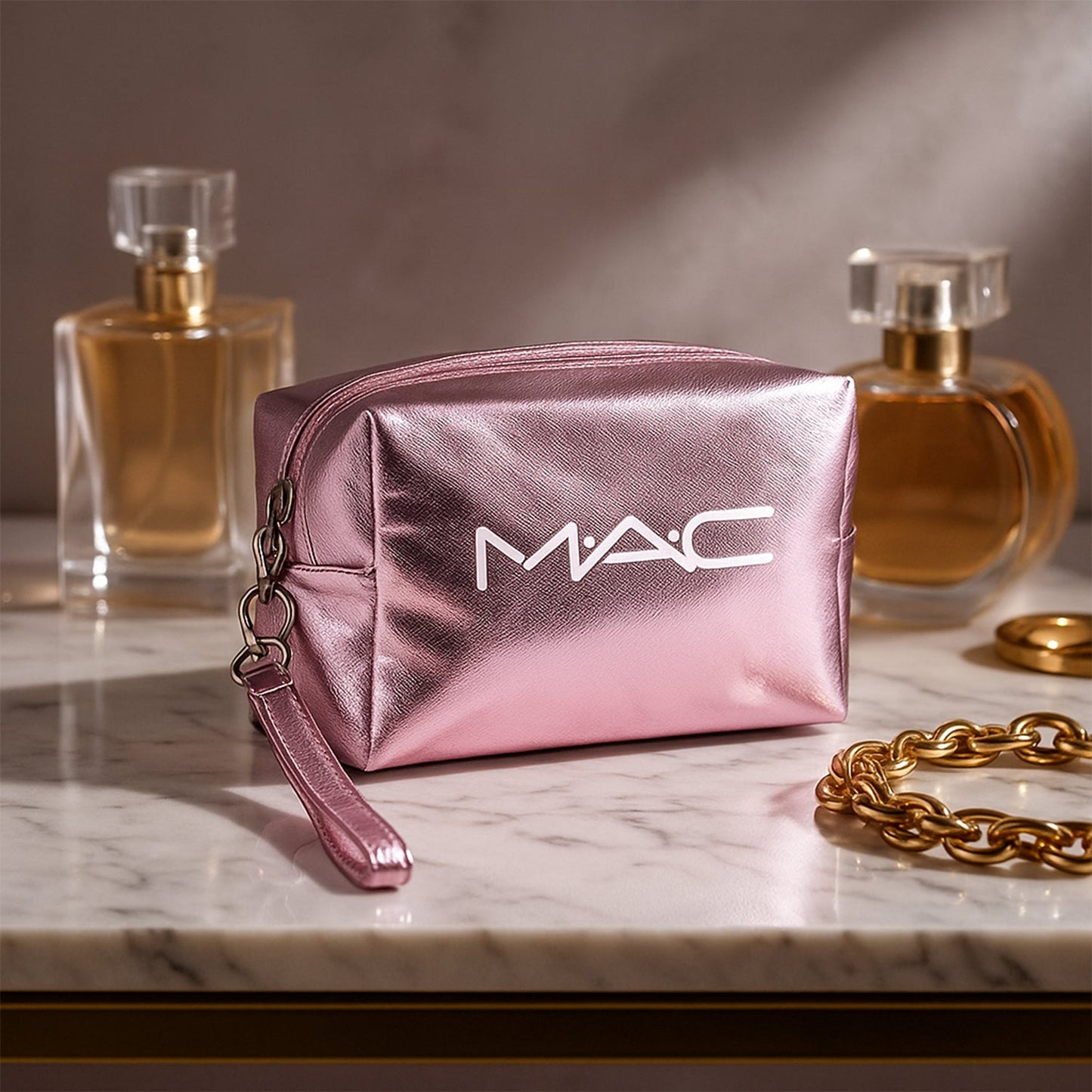 Metallic Travel Makeup Pouch - (1 Pc / Mix Design)