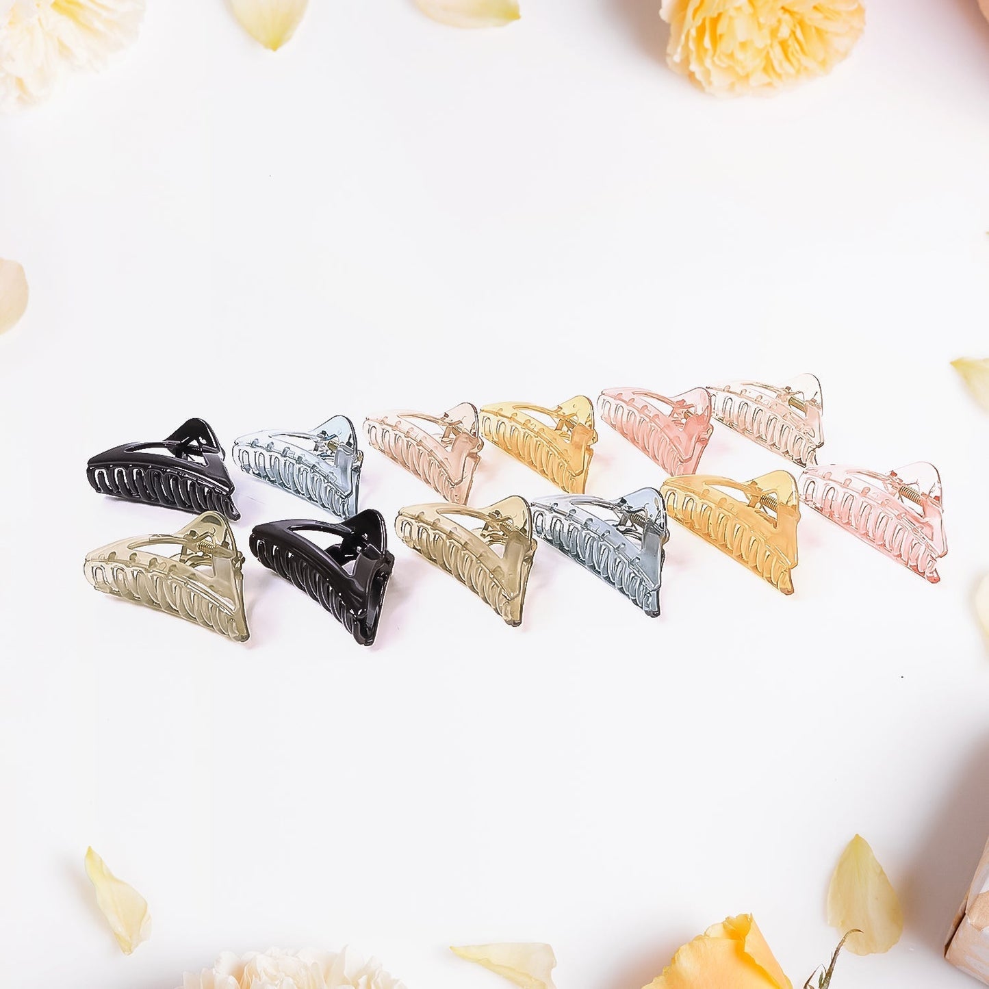 Triangle Shape Mix Color Plastic Hair Claw Clip â€“ 12 Pc Durable Grip for Women and Girls
