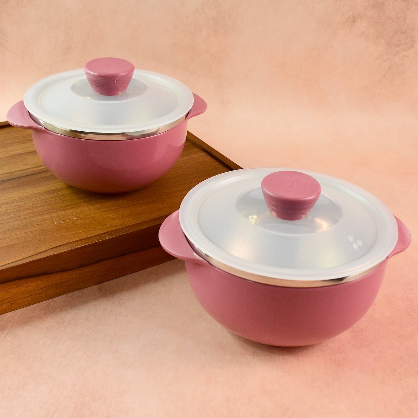 Apex Premium Plastic Serving Bowl Set with Lids (2 Pc)
