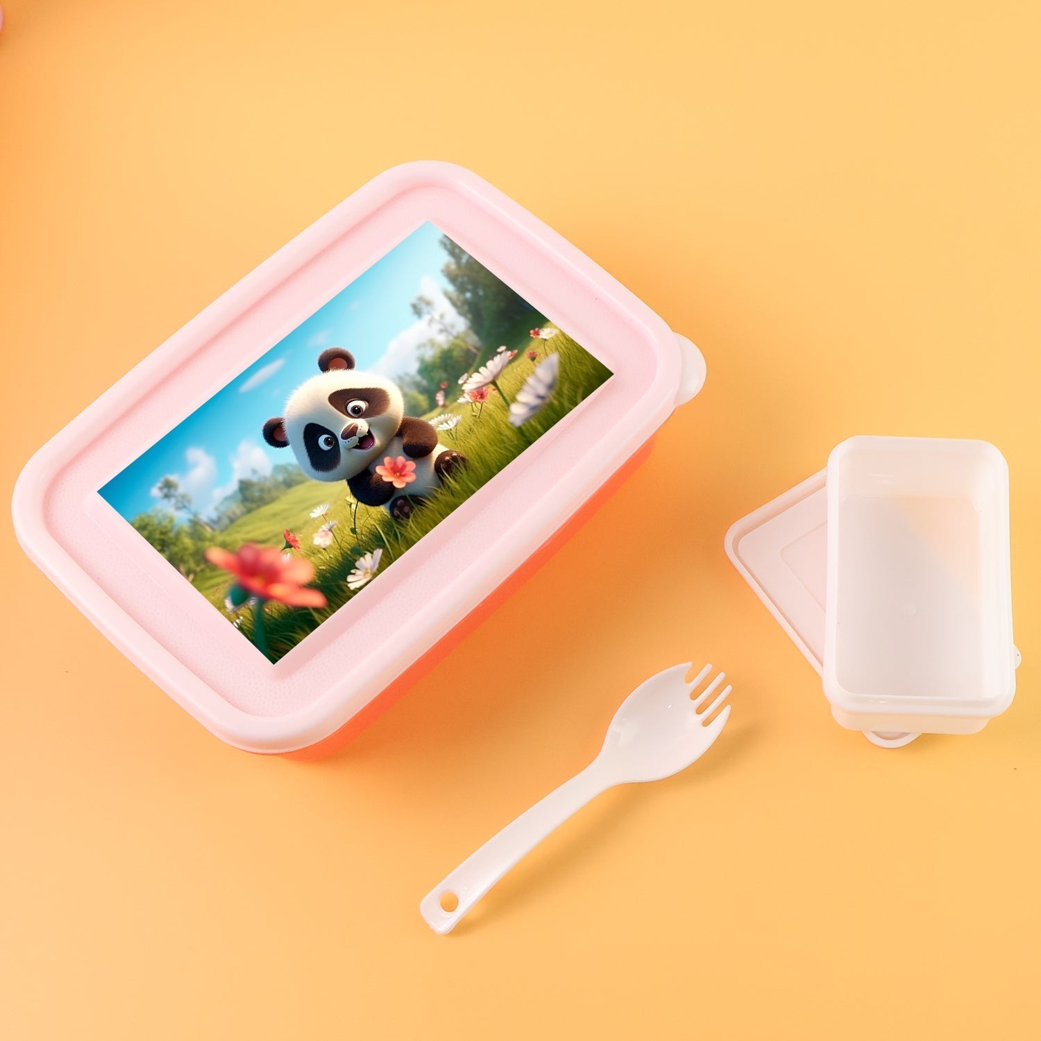 Kids Cartoon Printed Lunch Box Mix Design (1 Set)