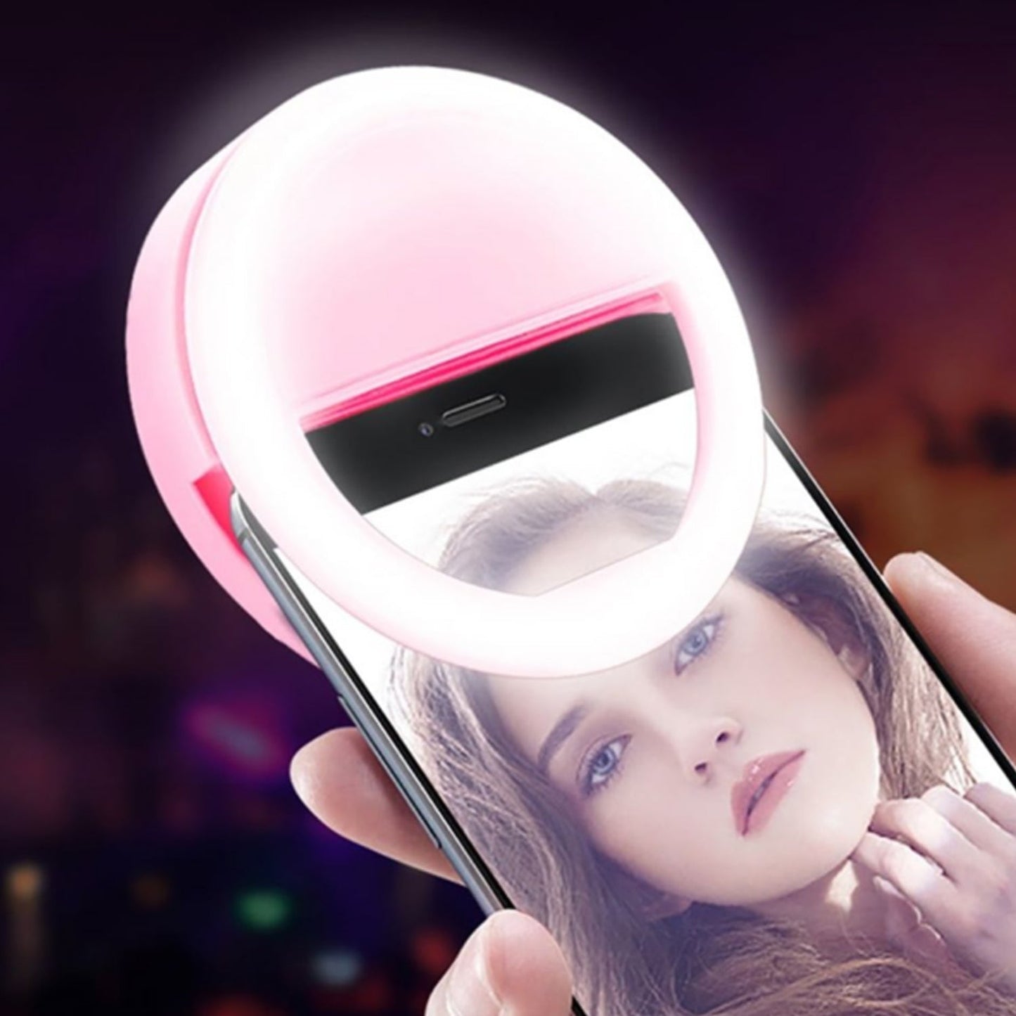 Phone Selfie Ring Light – Battery Operated Clip-On Light for Smartphone Photography (Battery Not Included)