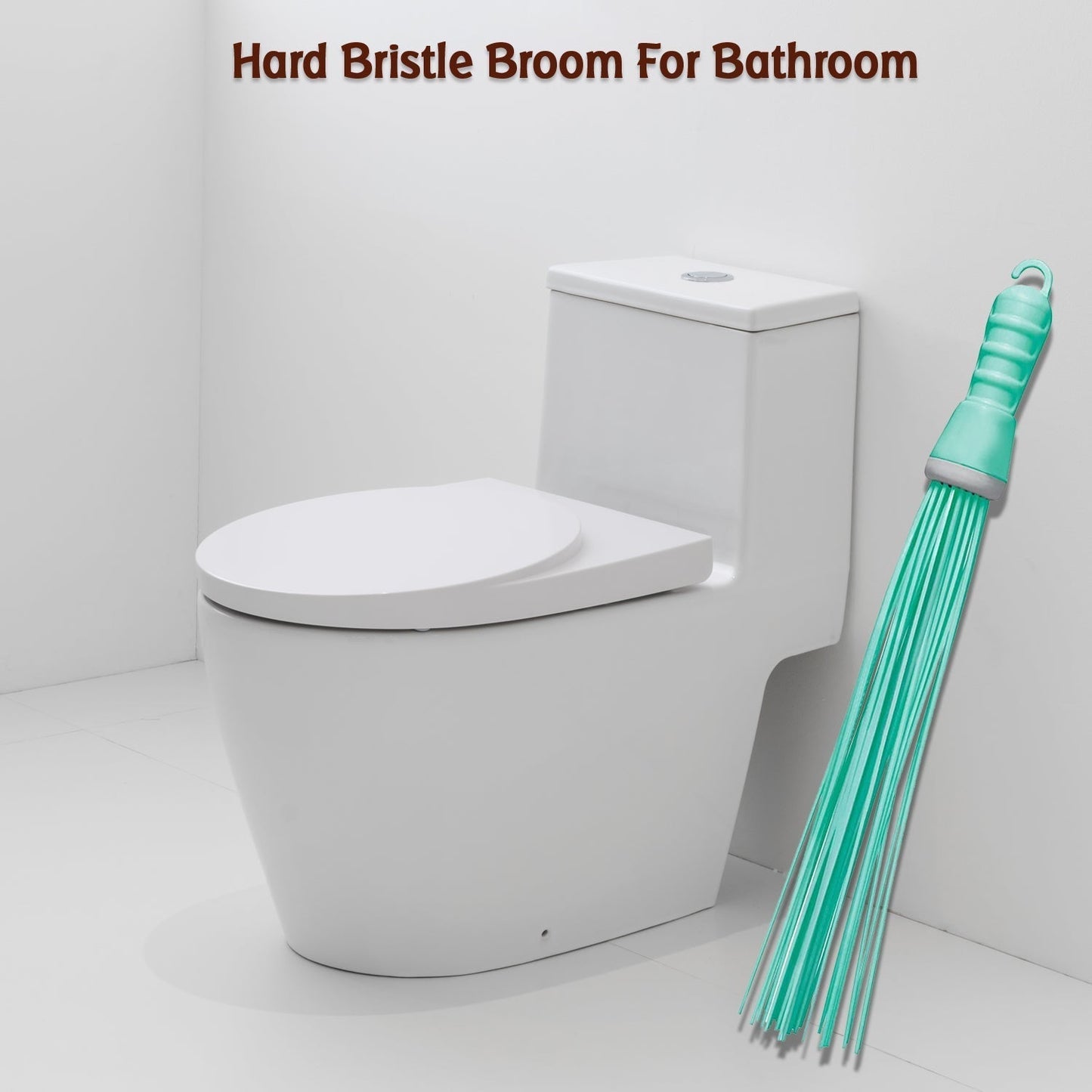 Plastic Hard Bristle Broom for Bathroom Floor Cleaning â€“ Wet & Dry Scrubbing