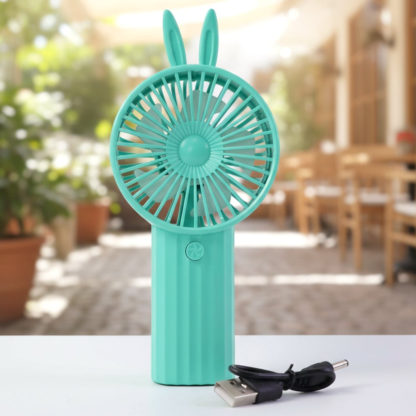 Cute Bunny Ear Design Portable USB Rechargeable Mini Handheld Fan (1 Pc)