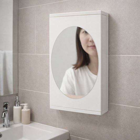 Wall Mounted Rotating Bathroom Mirror Cabinet (1 Pc, 22x42 Cm)