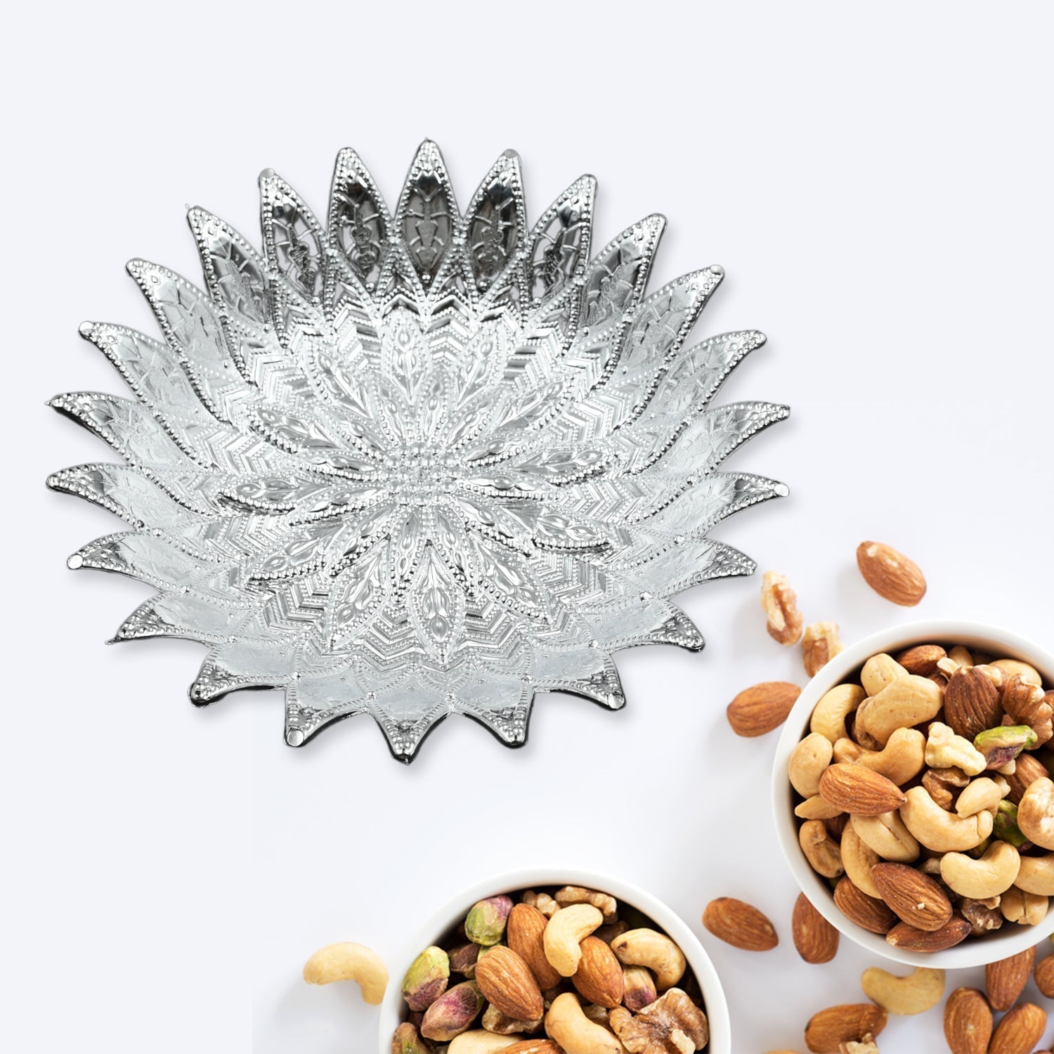 Plastic Silver Finish Serving Tray, Decorative Multipurpose Tray (1 Pc)