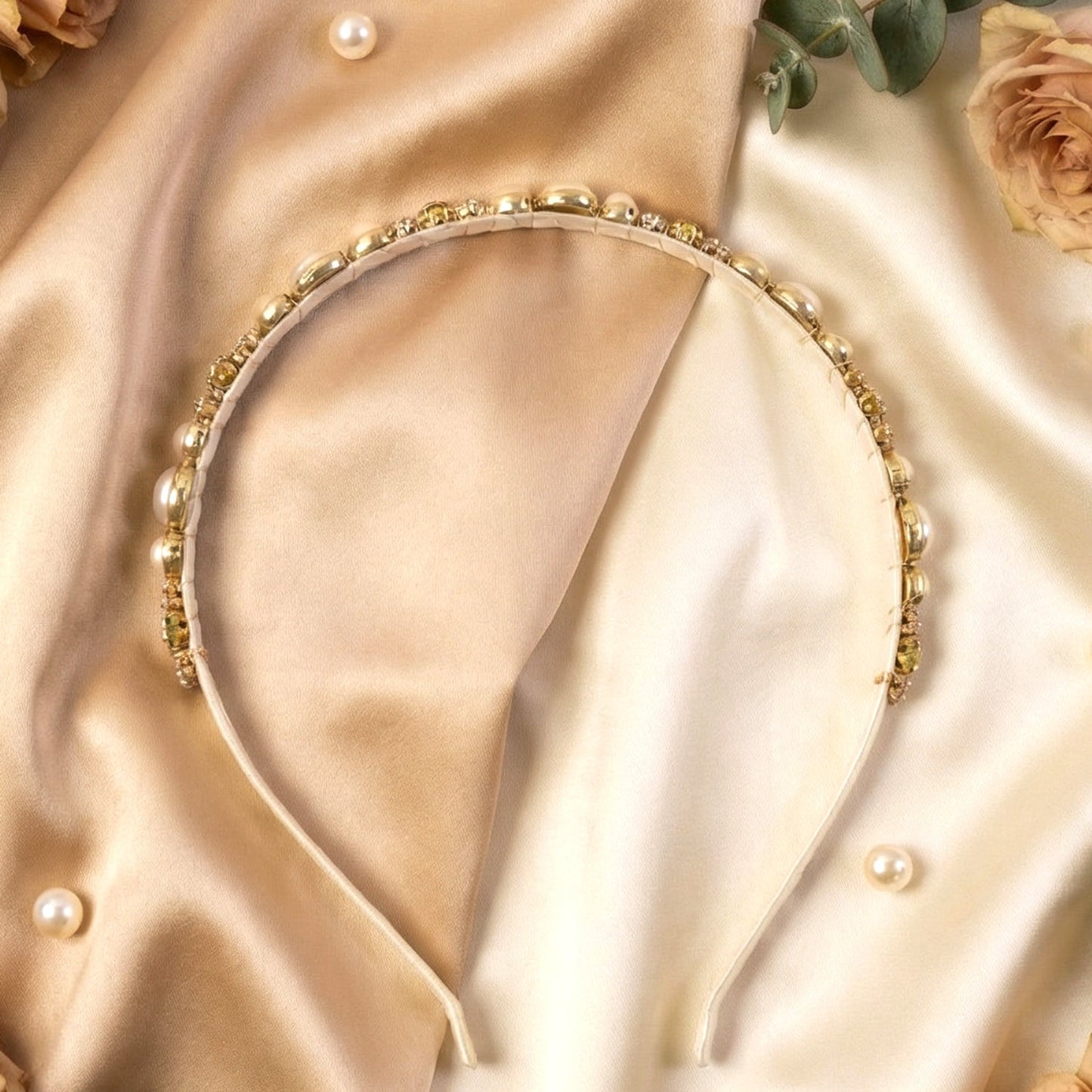 Premium Pearl & Crystal Embellished Hair Band (1 Pc)