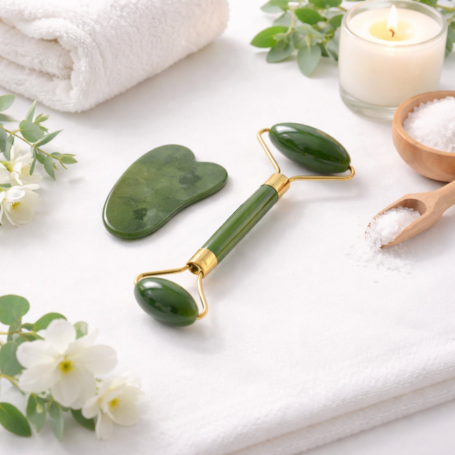 Facial Face Roller & Gua Sha Massage Set (1 Set)