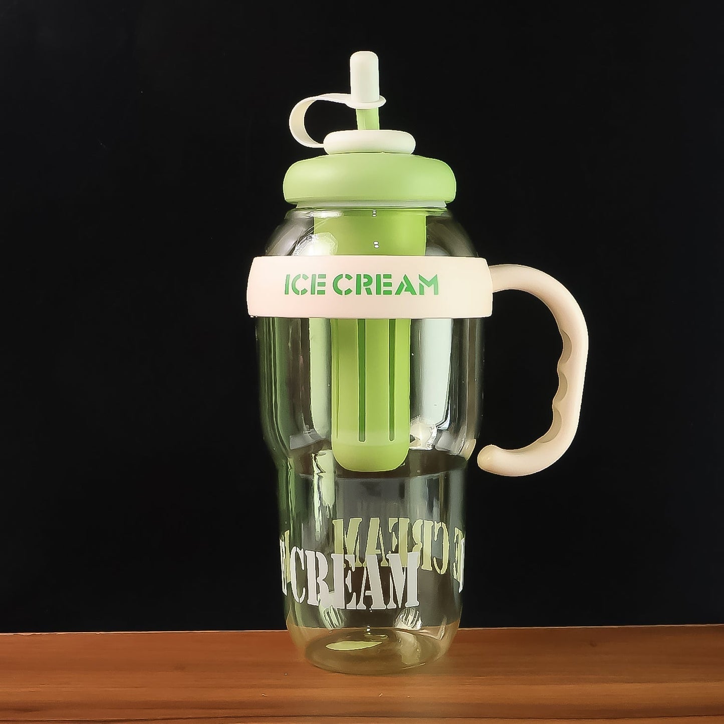 Approx 1300ML Large Capacity Cute Ice Cream Themed Water Bottle with Handle, Straw & Fruit Infuser â€“ Leakproof Sipper for Kids & Adults