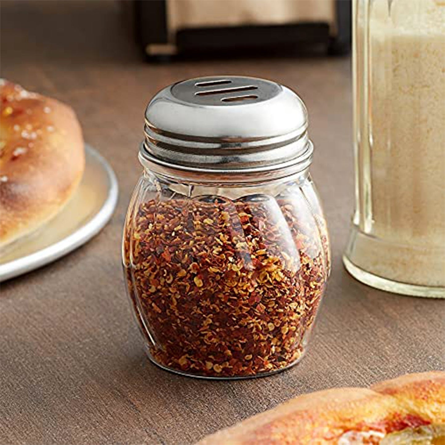 Apex Oregano & Chilli Flakes Dispenser Set â€“ 2 Pcs Plastic Spice Shaker with Stainless Steel Lid