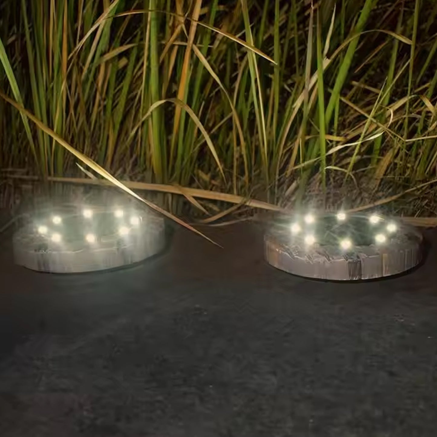 Disk Lights Slate – Heavy Duty Outdoor Solar Pathway Lights – 4 LED (2 Pc)