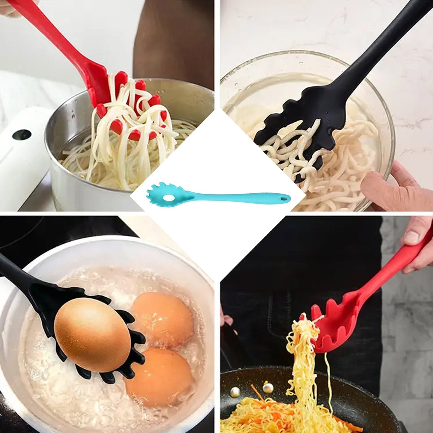 Pasta Fork Utensil - Heat-Resistant Non-Slip Spaghetti Serving Spoon (29cm)