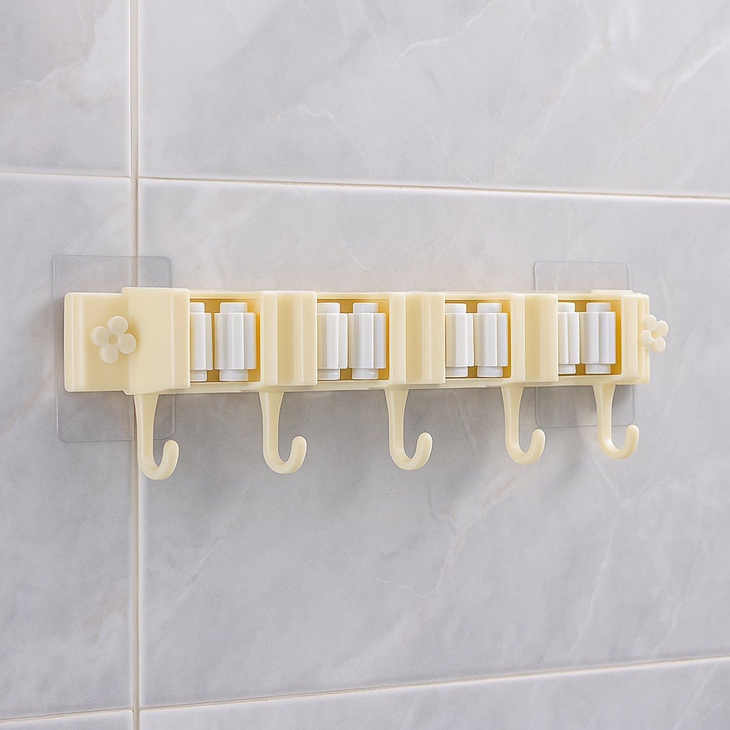 Self-Adhesive Wall-Mount Broom & Mop Holder Rack